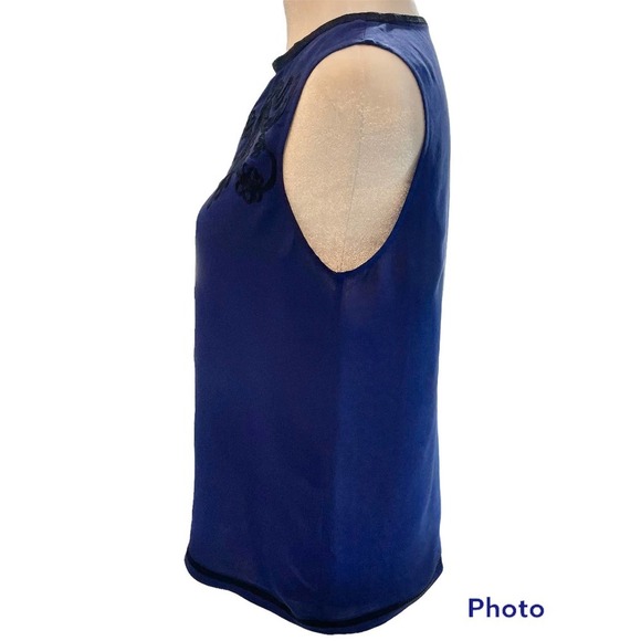 MADEWELL Silk Navy Blue and Black Tank Top - Picture 3 of 9